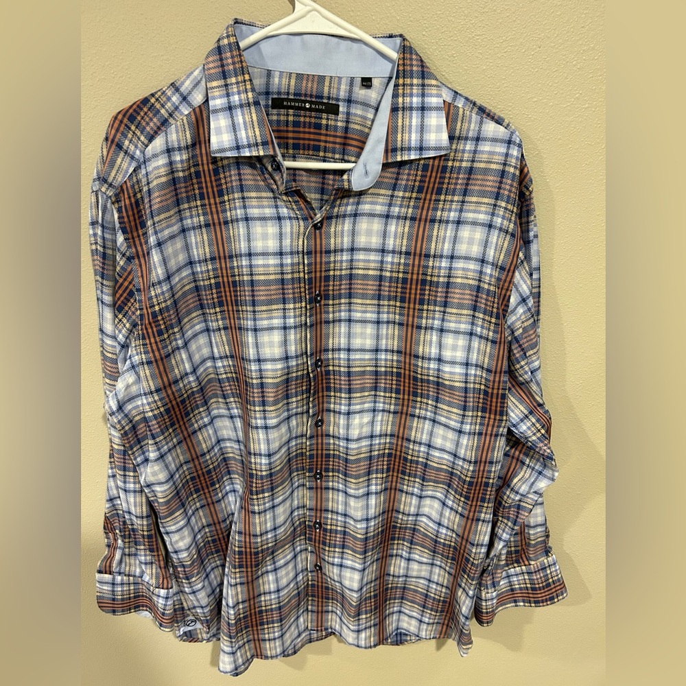 Hammer Made Men's Casual Button Down Shirt. 44/17.5